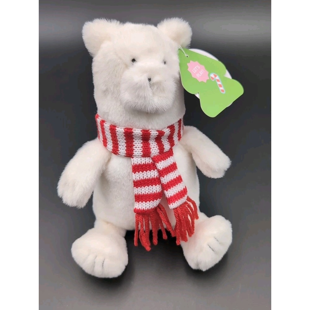 NWT 8" Giggle Scape Christmas Soft Plush Polar Bear w/Scarf Hat Target Exclusive
